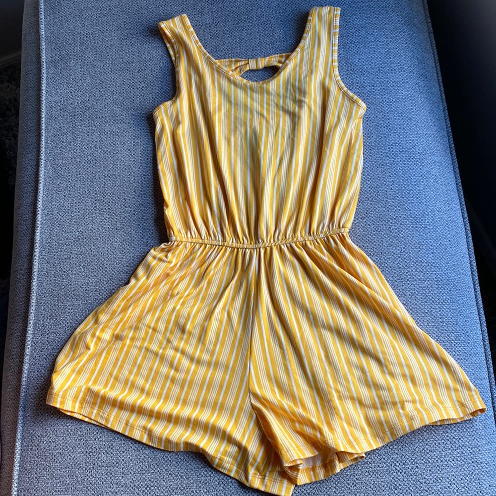 White and yellow romper, kids 7/8 , used once